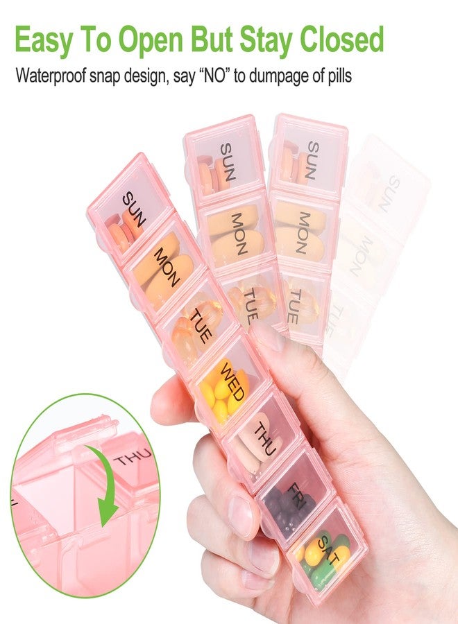 Qeedy 4 Pack Weekly Pill Organizer, 7 Days Pill Case Travel Daily Pill Box Portable Medicine Organizer and Planner with Compartment for Vitamins, Fish Oil, Supplements and Medication (4 Colors) - Image 4